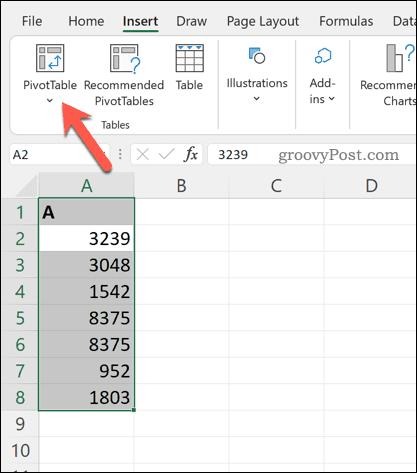 Vloženie kontingenčnej tabuľky v Exceli