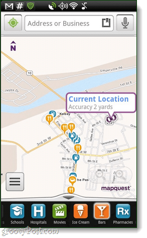 Prehľad aplikácie MapQuest pre Android