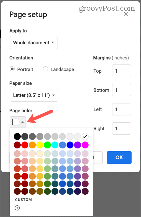 Farba stránky Dokumenty Google