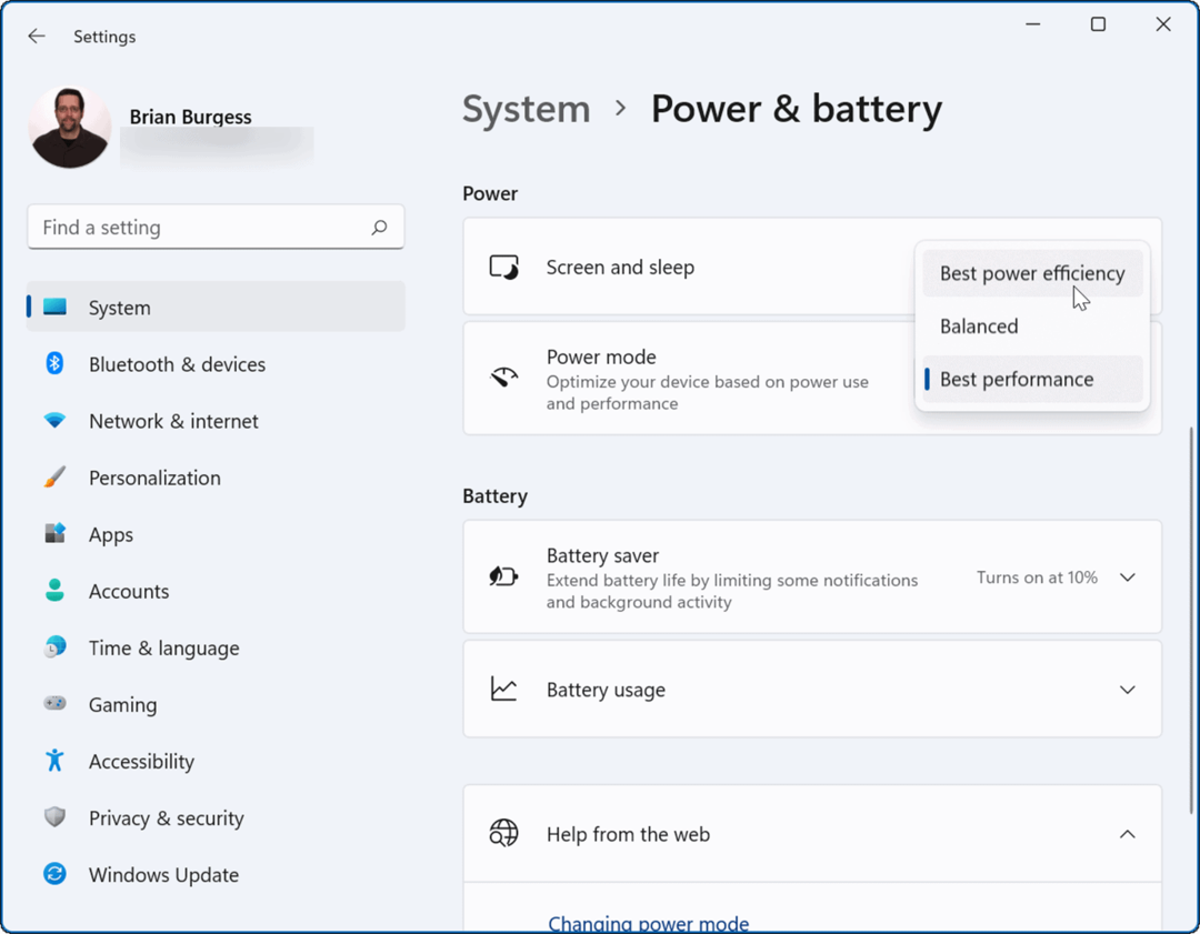 Režim napájania systému Windows 11 zlepšuje výdrž batérie v systéme Windows 11