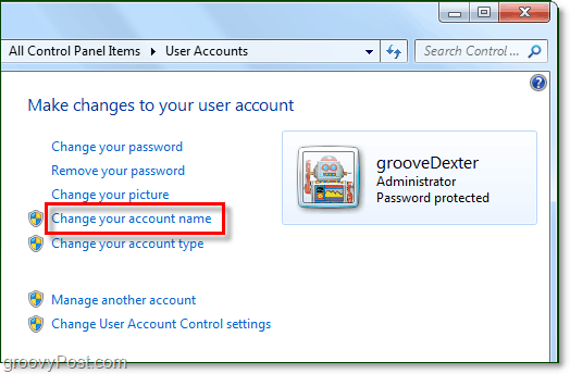 Ako zmeniť vaše užívateľské meno v systéme Windows 7