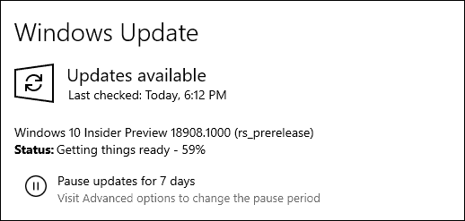 Windows 10 20H1 Zostavený 18908