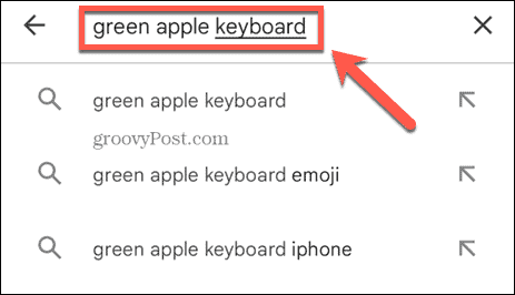 vyhľadajte klávesnicu zeleného jablka
