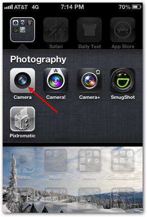 Nasnímajte panoramatickú fotografiu pre iPhone iOS - Klepnite na Fotoaparát