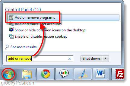 pridať alebo odstrániť programy v systéme Windows 7
