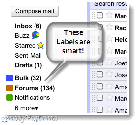 snímka obrazovky gmail pre inteligentné štítky