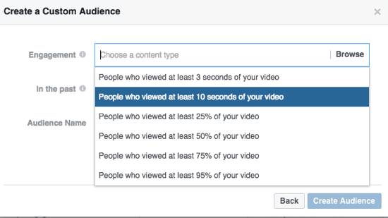 Zúžte svoje vlastné publikum na Facebooku o percento sledovaného videa.
