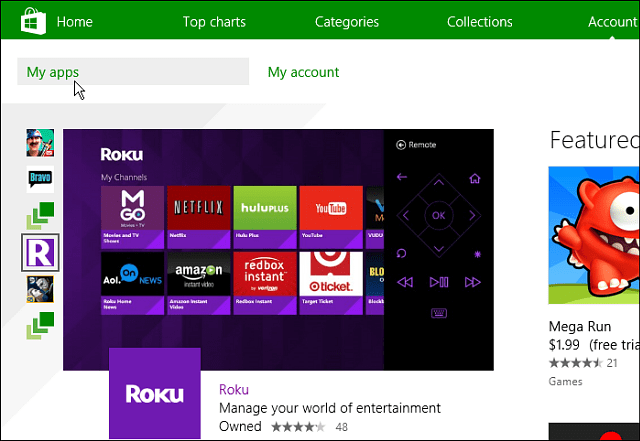 Moje aplikácie Windows 8 Account