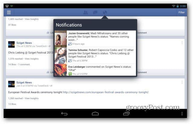 Aplikácia Facebook Page Manager pre prehliadku Android