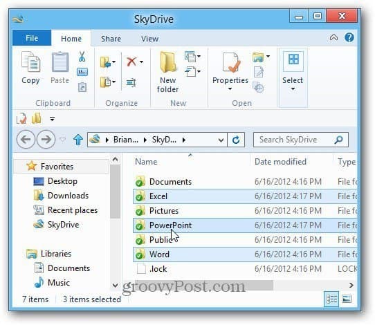 Pracovná plocha SkyDrive Win8