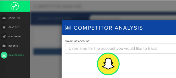 Pridajte Snapchat užívateľské meno konkurenta, ktorého chcete sledovať v Snaplytics.