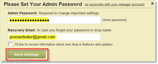ako nastaviť heslo správcu drop.io