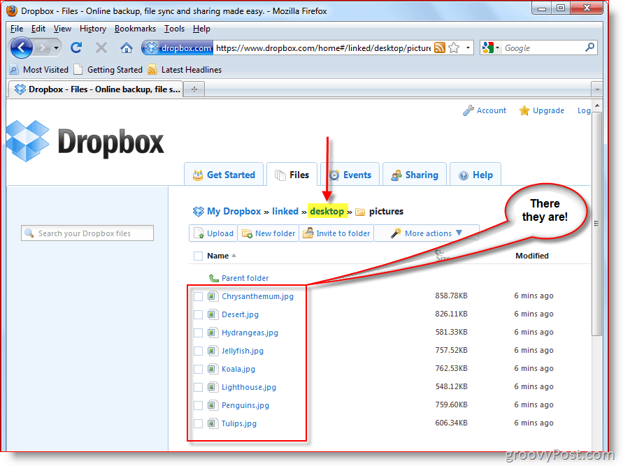 Webová konzola Dropbox