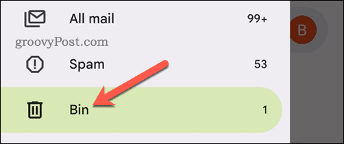 Otvorte priečinok Kôš v aplikácii Gmail na mobile