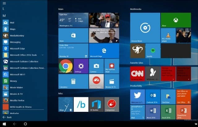 Windows 10 Tip: Vytvorte ponuku Štart tak, aby sa spustila celá obrazovka
