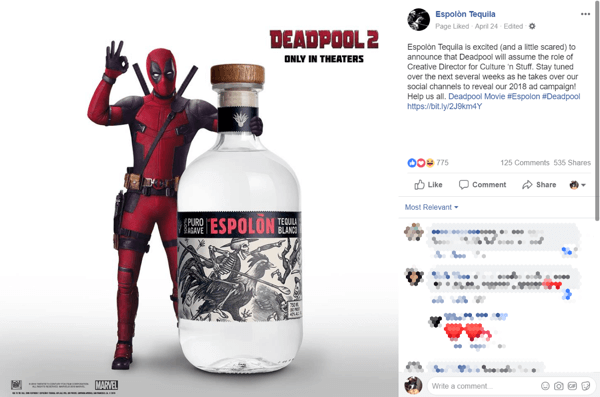 Prvé správy o prevzatí spoločnosti Deadpool prinútili ľudí hovoriť a zdieľať značku Espolòn.
