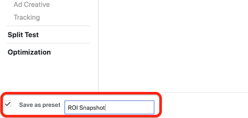 vytvorte vlastný prehľad snímky ROI v aplikácii Facebook Ads Manager, krok 8