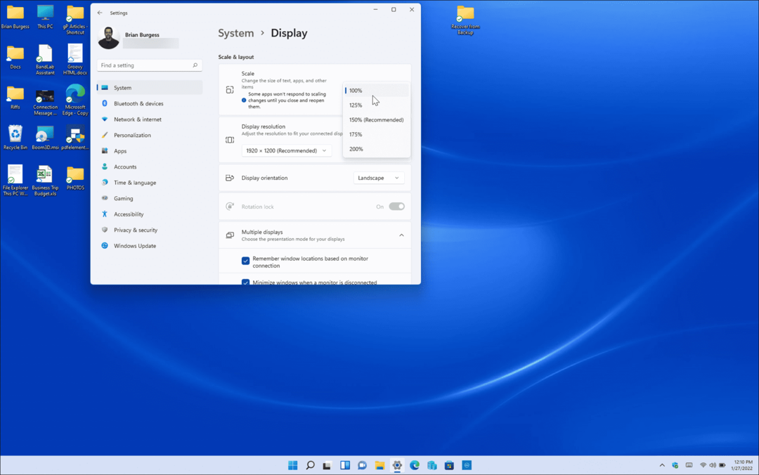 malá úprava nastavení mierky zobrazenia v systéme Windows 11