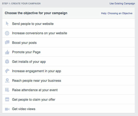 ciele facebookovej reklamy