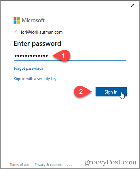 Zadajte heslo pre e-mail spoločnosti Microsoft