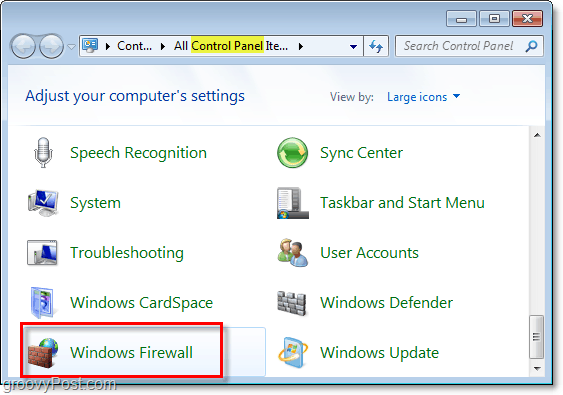 otvorte firewall systému Windows v systéme Windows 7 z ovládacieho panela