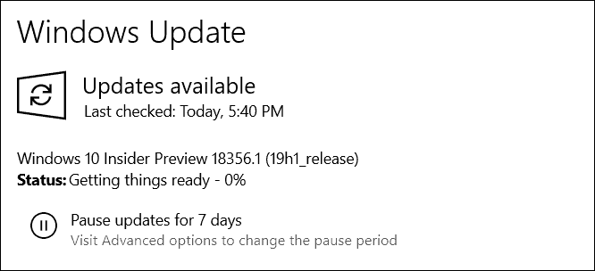 Windows 10 19H1 Zostaviť 18356
