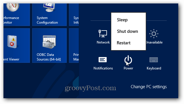 Tlačidlo napájania Windows 8