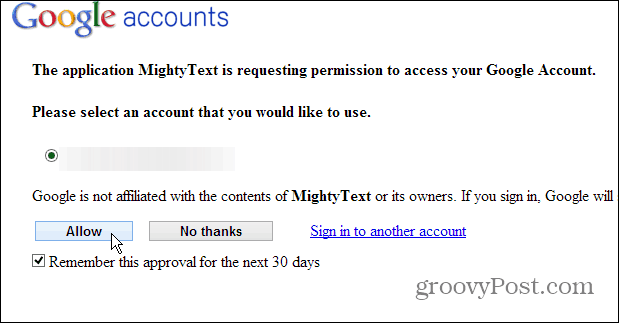 Autorizujte MightyText