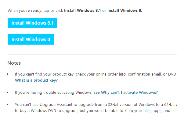 Stránka na prevzatie systému Windows 8.1