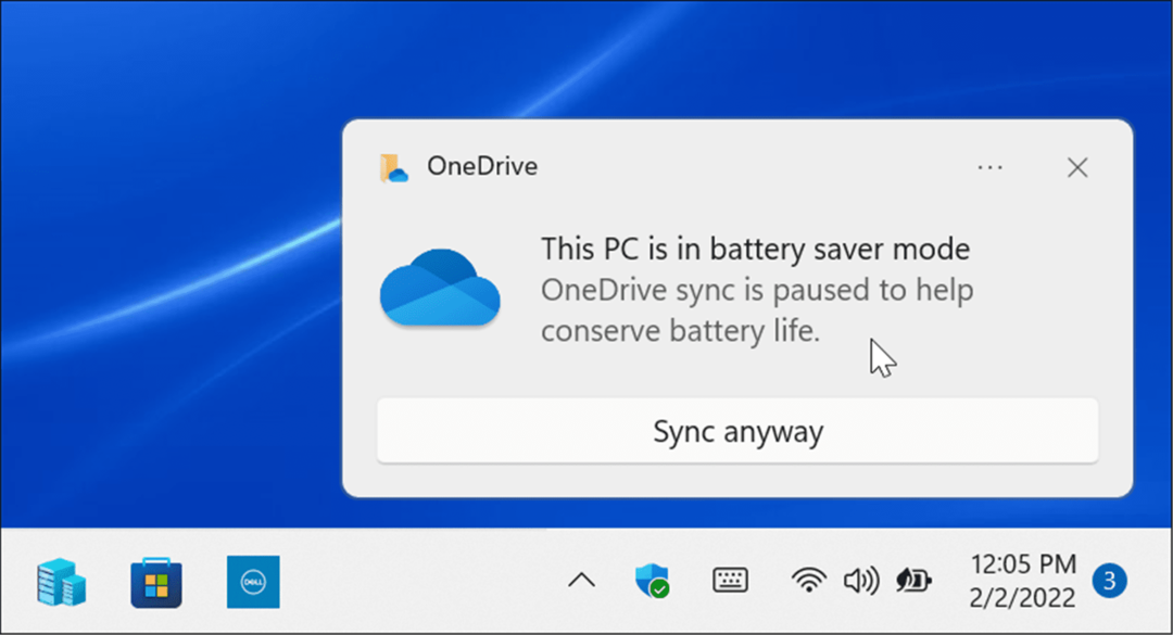 Režim šetriča batérie Synchronizácia OneDrive je pozastavená