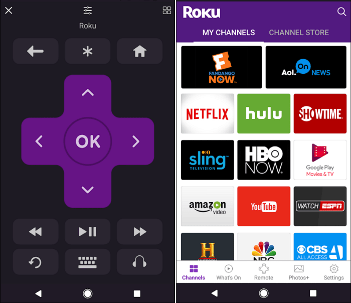 Aplikácia Roku Remote pre Android
