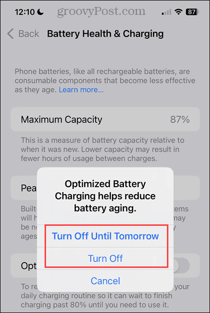 Vypnite možnosti pre optimalizované nabíjanie batérie na iPhone