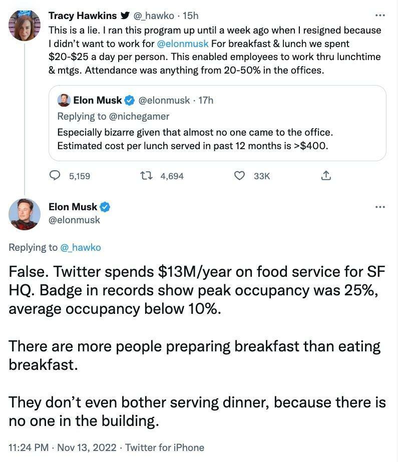 Elon Musk a Tracy Hawkins sa na Twitteri pohádali