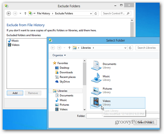 Nakonfigurujte históriu súborov Windows 8 na obnovenie odstránených súborov