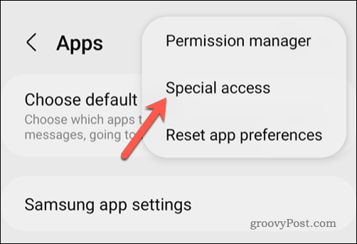 Otvorenie ponuky Špeciálny prístup v systéme Android