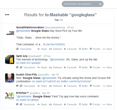 vyhľadávanie googleglass na twitteri