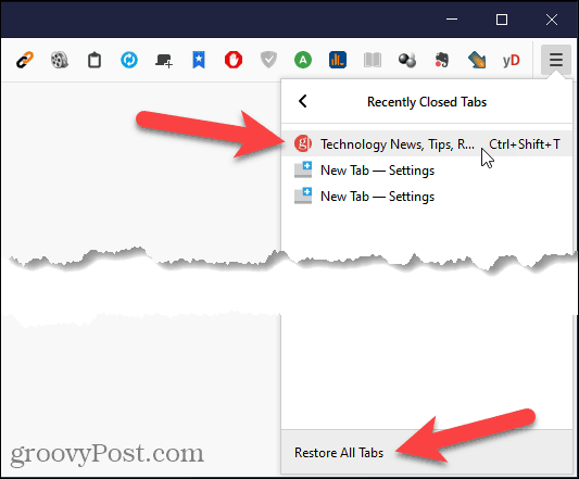 Znova otvorte zatvorenú kartu vo Firefoxe