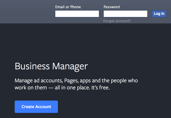 facebook obchodný manažér vytvoriť účet
