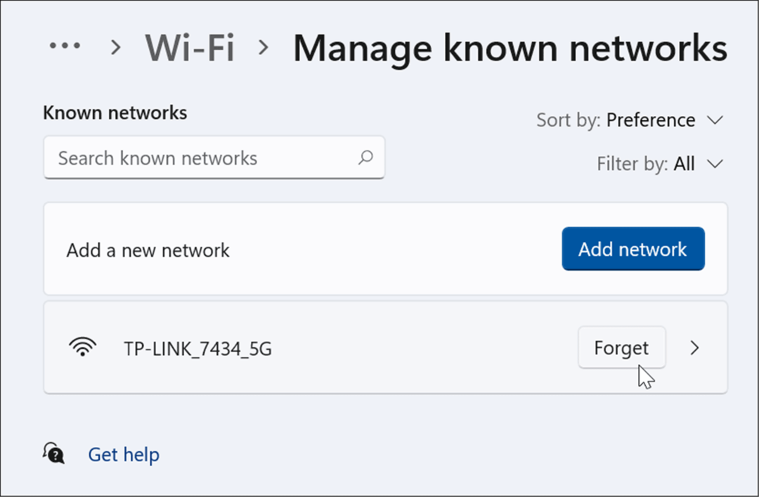 Zabudnite na wi-fi sieť v systéme Windows 11