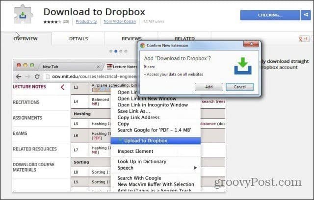 Priame nahrávanie webových súborov do Dropboxu z webu