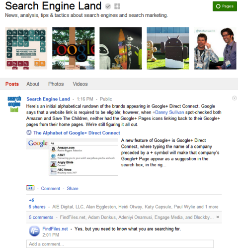 Stránky Google+ - Pozícia vyhľadávacieho modulu