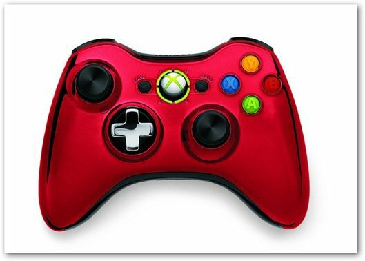Chromový ovládač Xbox 360 červený