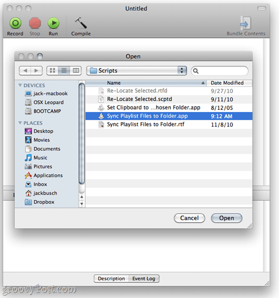 AppleScript Editor - SugarSync a iTunes