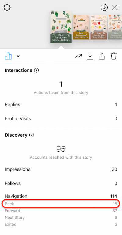 údaje príbehov instagramu, ktoré zobrazujú klepnutia späť na váš príbeh
