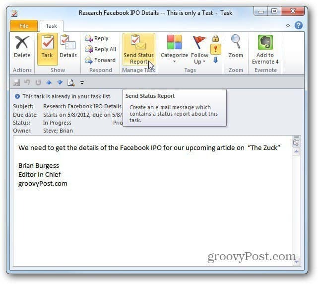 Ako priradiť úlohy v programe Outlook 2010