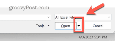 excel open arrow