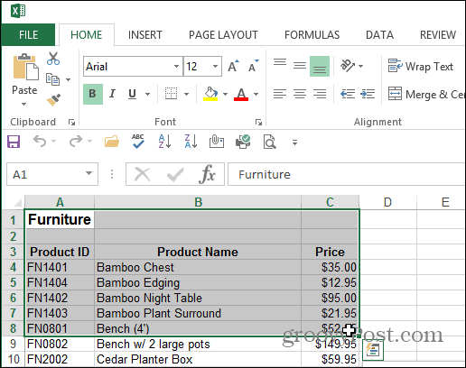 Vyberte možnosť Dokument programu Excel