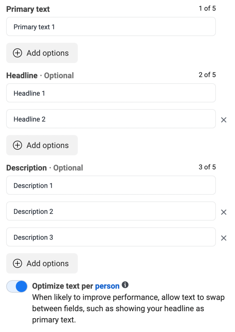ako-vytvoriť-facebookové-reklamy-zákazníkov-zaujať-optimalizáciou-textu-na-osobu-algoritmus-zapnúť-optimalizovať-text-na-osobu-možnosť-primárny-text-nadpis-popis-príklad- 12