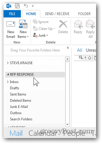 Pridať poštovú schránku Outlook 2013 - nová uvedená nová poštová schránka