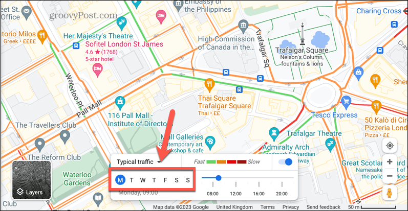 google maps typický dopravný deň